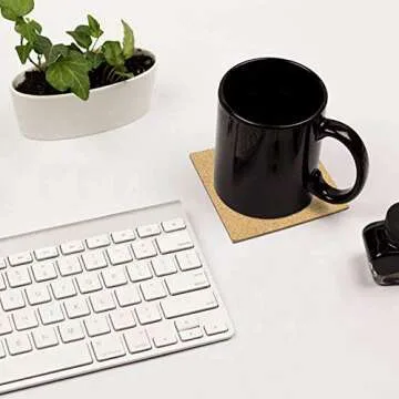 Blisstime 100 Pcs Self-Adhesive Cork Sheets 4"x 4" for DIY Coasters, Cork Board Squares, Cork Tiles, Cork Mat, Mini Wall Cork Board with Strong Adhesive-Backed