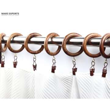 Mars Exports Wooden Curtain Rings - 24 Pieces for Stylish Windows
