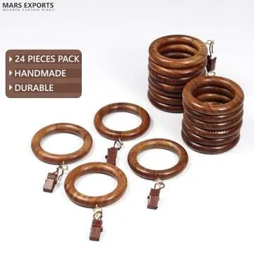 Mars Exports Wooden Curtain Rings - 24 Pieces for Stylish Windows