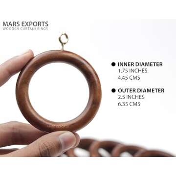 Mars Exports Wooden Curtain Rings - 24 Pieces for Stylish Windows