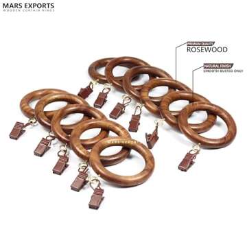 Mars Exports Wooden Curtain Rings - 24 Pieces for Stylish Windows