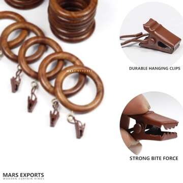 Mars Exports Wooden Curtain Rings - 24 Pieces for Stylish Windows