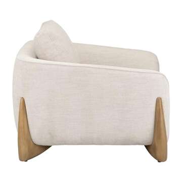 47"Lx41"Wx34"H, Chair with Wood Accent Base, Upholstered in Non-woven Beige Fabric, Comfortable and Stylish Seating for Dining or Living Room