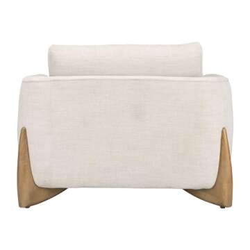 47"Lx41"Wx34"H, Chair with Wood Accent Base, Upholstered in Non-woven Beige Fabric, Comfortable and Stylish Seating for Dining or Living Room