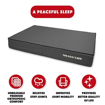 The Dog’s Bed Orthopedic Memory Foam Dog Bed, XL Grey & Black 46x28, Waterproof, Supportive Dog Be...
