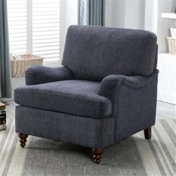 Comfort Pointe Clarendon Navy Blue Polyester Fabric Upholstered Transitional Arm Chair