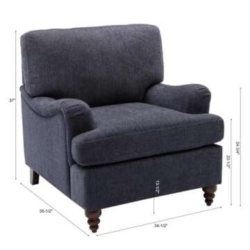 Comfort Pointe Clarendon Navy Blue Polyester Fabric Upholstered Transitional Arm Chair