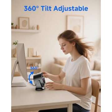 YOSHENMO Portable Desk Fan with 5-Speed Airflow