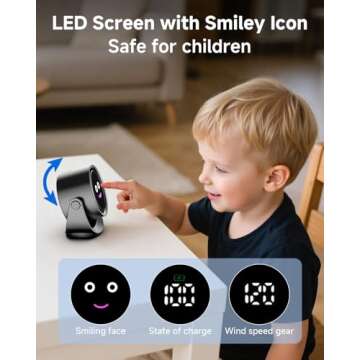 YOSHENMO Portable Desk Fan with 5-Speed Airflow