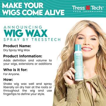Tressallure TressTech Dry Spray Wig Wax | Add Volume in Wigs | All types of Hair | 1 Pack, 4.3 Fl. O...