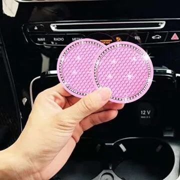 11 pcs Daisy Car Decoration Flower, SourceTon Car Accessories for Women Interior Cute Set, for Female Car Decoration, Pink Coaster and Multicolor Daisy Air Outlet Petals(Red, Pink, White)