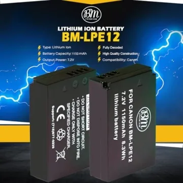 BM Premium 2-Pack LP-E12 Batteries for Canon Cameras