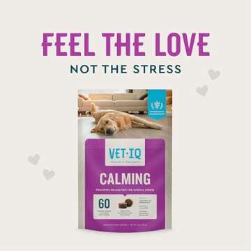 VetIQ Calming Support Supplement for Dogs, Calming Chews Help Manage Stress and Promote Relaxation, Anxiety Relief for Dogs, Made in The USA, 60 Count