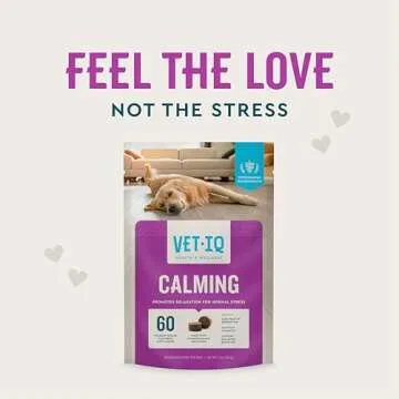 VetIQ Calming Support Supplement for Dogs, Calming Chews Help Manage Stress and Promote Relaxation, Anxiety Relief for Dogs, Made in The USA, 60 Count