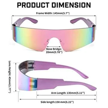 FEISEDY Futuristic Visor Punk Sunglasses Rimless One Piece Goggles Miorred Shades Women Men B2927