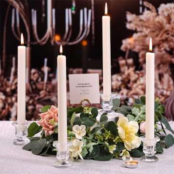 Lanttu Candlestick Holders Bulk, 12 Pcs Glass Candle Holders Set Clear, Crystal Taper Candle Holders for Wedding, Table Centerpiece, Home Decoration