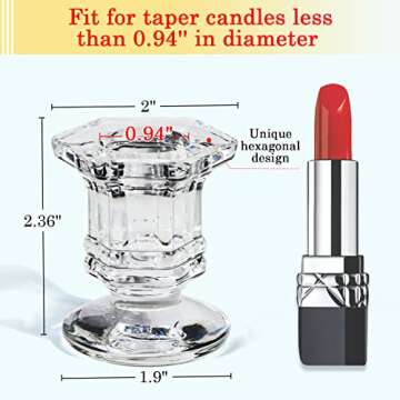 Lanttu Candlestick Holders Bulk, 12 Pcs Glass Candle Holders Set Clear, Crystal Taper Candle Holders for Wedding, Table Centerpiece, Home Decoration