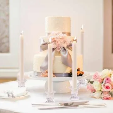 Lanttu Candlestick Holders Bulk, 12 Pcs Glass Candle Holders Set Clear, Crystal Taper Candle Holders for Wedding, Table Centerpiece, Home Decoration