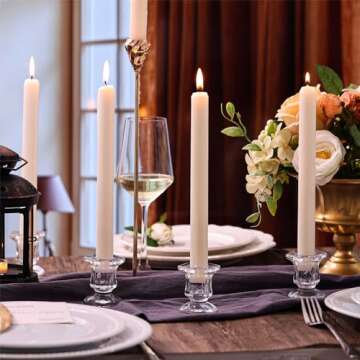 Lanttu Candlestick Holders Bulk, 12 Pcs Glass Candle Holders Set Clear, Crystal Taper Candle Holders for Wedding, Table Centerpiece, Home Decoration