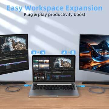 Quntis USB C to HDMI Cable 10FT, 4K Type C to HDMI Adapter Thunderbolt Compatible with iPhone 15 Pro Max Plus, MacBook Pro/Air, iPad Pro, Android Galaxy S23/S22/S20, XPS,Surface Pro,Steam Deck