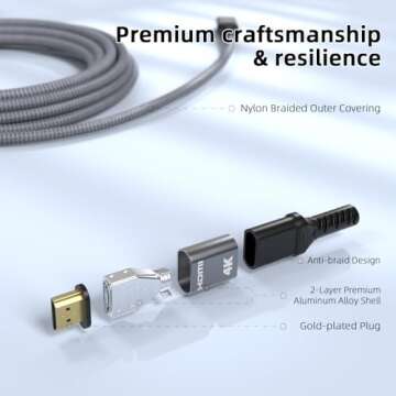 Quntis USB C to HDMI Cable 10FT, 4K Type C to HDMI Adapter Thunderbolt Compatible with iPhone 15 Pro Max Plus, MacBook Pro/Air, iPad Pro, Android Galaxy S23/S22/S20, XPS,Surface Pro,Steam Deck