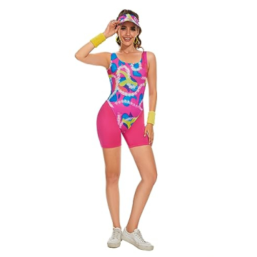 Saxcdyi 80s Workout Costume Leotard Set for Cosplay