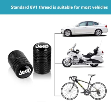 Jeep Tire Valve Stem Cap Set - 4 Black Covers