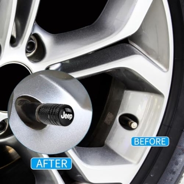 Jeep Tire Valve Stem Cap Set - 4 Black Covers