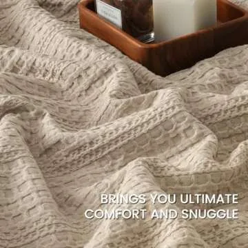 PHF Waffle Weave Throw Blanket - Lightweight Khaki Decor