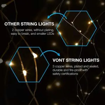 Vont 66FT Starry Fairy Lights - 200 LEDs Indoor Outdoor