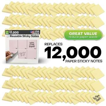 M.C. Squares Reusable Sticky Notes | 3" x 3" 6 Pack of Pink Stickies | Wet & Dry Erase Post Notes | Re-Stickable | Cling to Stainless Steel, Glass, Plastic | Includes Wet Erase Marker | USA Made