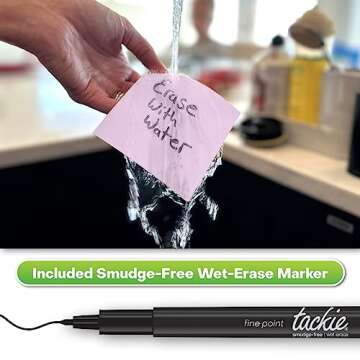 M.C. Squares Reusable Sticky Notes | 3" x 3" 6 Pack of Pink Stickies | Wet & Dry Erase Post Notes | Re-Stickable | Cling to Stainless Steel, Glass, Plastic | Includes Wet Erase Marker | USA Made