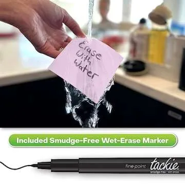 M.C. Squares Reusable Sticky Notes | 3" x 3" 6 Pack of Pink Stickies | Wet & Dry Erase Post Notes | Re-Stickable | Cling to Stainless Steel, Glass, Plastic | Includes Wet Erase Marker | USA Made