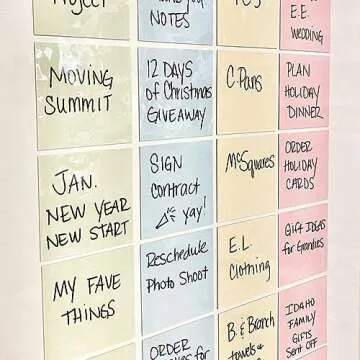 M.C. Squares Reusable Sticky Notes | 3" x 3" 6 Pack of Pink Stickies | Wet & Dry Erase Post Notes | Re-Stickable | Cling to Stainless Steel, Glass, Plastic | Includes Wet Erase Marker | USA Made