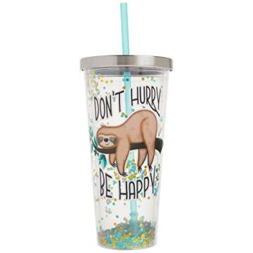 Spoontiques Glitter Tumbler - 20oz Insulated Cup with Straw