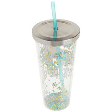 Spoontiques Glitter Tumbler - 20oz Insulated Cup with Straw