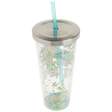 Spoontiques Glitter Tumbler - 20oz Insulated Cup with Straw