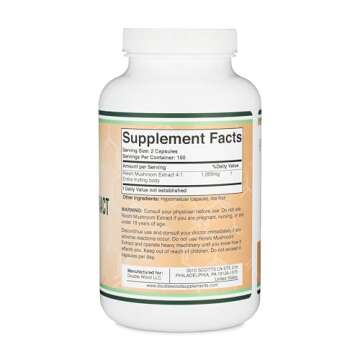 Reishi Mushroom Capsules (4:1 Ganoderma Extract, 1,000mg Red Reishi Powder Servings) 300 Count, 5 Month Supply, Potent Mushroom Supplement for Immune System Support and Defense by Double Wood