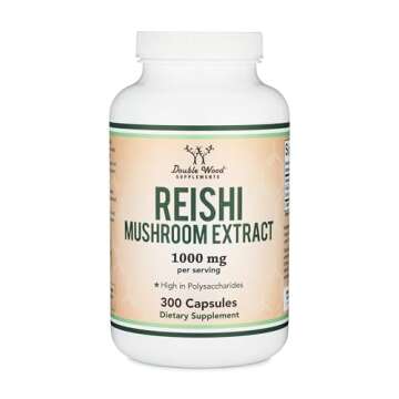 Reishi Mushroom Capsules (4:1 Ganoderma Extract, 1,000mg Red Reishi Powder Servings) 300 Count, 5 Month Supply, Potent Mushroom Supplement for Immune System Support and Defense by Double Wood