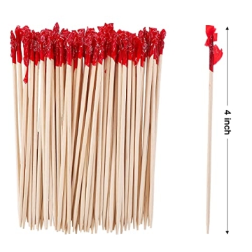 4 Inch Wood Frill Picks Toothpicks for Parties and Appetizers