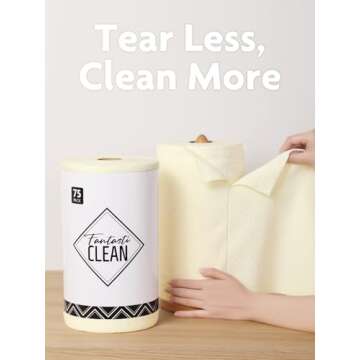 Fantasticlean Microfiber Cleaning Cloth Roll -75 Pack, Tear Away Microfiber Towels, 12" x 12", Reusa...