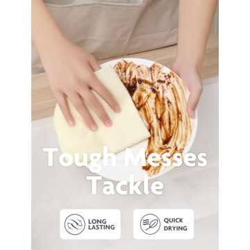 Fantasticlean Microfiber Cleaning Cloth Roll -75 Pack, Tear Away Microfiber Towels, 12" x 12", Reusable, Washable, Scratch Free, Ultra Absorbent Dish Rags for Car, Home, Garage or Shop (Beige)