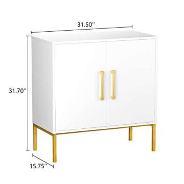 CARPETNAL Siedeboard Buffet Cabinet, White Side Storage Cabinet with Doors and Adjustable Shelves, A...