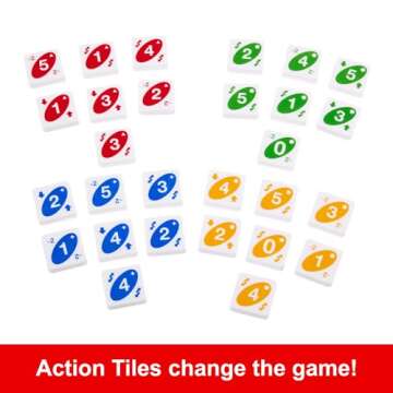 Mattel Games UNO Quatro Game with Colored Tiles & Plastic Grid for Adult, Family & Parties, 2 to 4 Players Ages 7 Years Old & Up