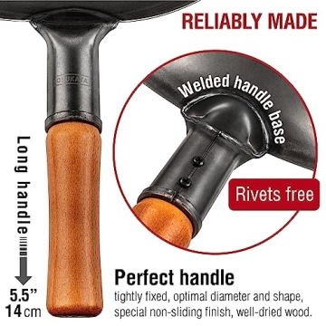 YOSUKATA 14 Inch Carbon Steel Wok - Authentic Cooking