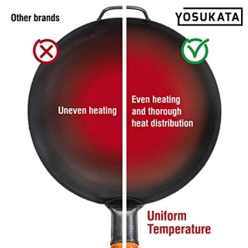 YOSUKATA 14 Inch Carbon Steel Wok - Authentic Cooking