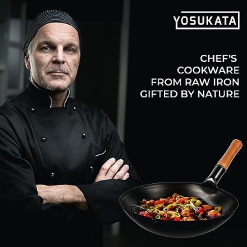 YOSUKATA 14 Inch Carbon Steel Wok - Authentic Cooking