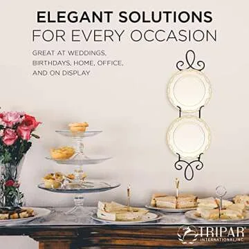 TRIPAR Augusta Narrow Vertical Plate Rack, Black Display (2 Tiers) - Lightweight & Durable - Contains 2 Non-Adjustable Brackets - Elegantly Display Plates, Tiles, Artwork, & More