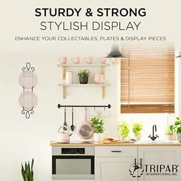 TRIPAR Augusta Narrow Vertical Plate Rack, Black Display (2 Tiers) - Lightweight & Durable - Contains 2 Non-Adjustable Brackets - Elegantly Display Plates, Tiles, Artwork, & More