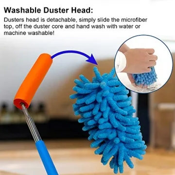 TIMIVO Microfiber Duster Set with Telescoping Extension Pole